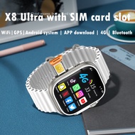 【SIM card】X8 Ultra Smart Watch with SIM Card slot and WiFi 49mm 4G GPS Camera 4G 64G Video Call APP Download Android Smart Watch for men women kids O9ZX