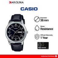 β JAM TANGAN PRIA ELEGAN | JAM TANGAN PRIA CASIO GENERAL MTP-V006L-1B2 BLACK DIAL BLACK LEATHER STRA