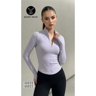 Bfit 2-in-1 collared T-shirt with long sleeves, sun protection, body hugging for gym, yoga, pickleba