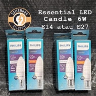 CAHAYA PHILIPS Essential LED Candle 6W E14 Light Bulb E27/ - Yellow Light Semi-White/ - OFFICIAL WAR
