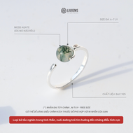Nhẫn Đai Hở Mix Hạt Đá Tròn Phong Thủy Nữ Liugems Tinh Tế Thanh Lịch NB01