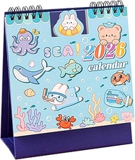 2026 Mini Desk Calendar New Year Desktop Cute Cartoon Calendar 6.3" x 6" - Rabbit (Oct. 2025 to Dec.