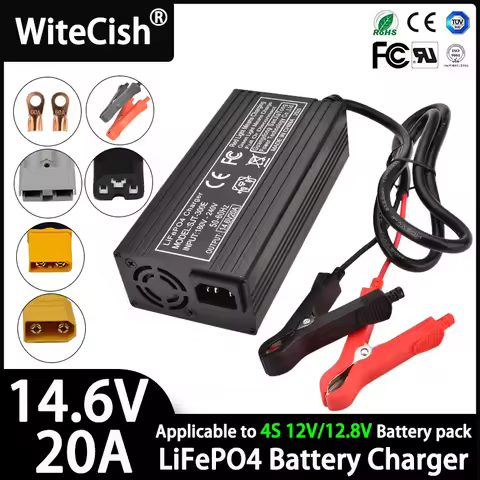12V Lifepo4 Charger 14.6V 20A Lifepo4 Battery Charger for 4S 12V 12.8V Lifepo4 Battery Pack Charger 