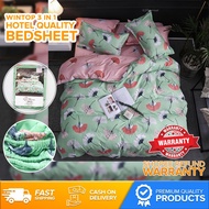 Wintop 3IN1 Bedsheet Set Green Flower Bed Sheet Single Bed Sheet Double Size Bedsheet Queen Pillow