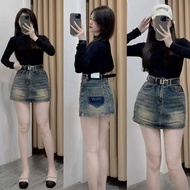 CV1 Jean Skirt, A-line Skirt, With Embroidered Protective Pants Back Pocket, No Ruffles, No Fading