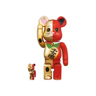 BE@RBRICK X Maneki Neko 100% & 400% Set (Gold/Red)