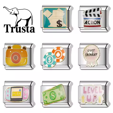 Trusta 2026 New Fashion Lucky Game Series Charm Italian Bracelet Fit 9mm Stainless Steel DIY Making 