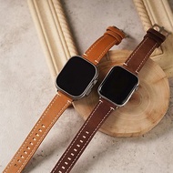 Apple watch - 質感方扣車線瘋馬真皮蘋果錶帶