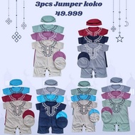 3Pcs newborn baby koko jumpers 0-12 months baby koko clothes set peci suit muslim baby boy clothes