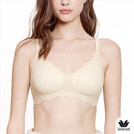 Wacoal ชุดชั้นเนียน บราไร้โครง Smart size บราลูกไม้ลายคลื่น รุ่น WB3Y42 สีครีม (CR)