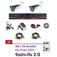 Mastersat ชุดกล้องวงจรปิด CCTV AHD 2 MP 1080P 2 จุด กระบอก 2 ตัว พร้อมสายสำเร็จ และ HDD 1TB ติดตั้งไ