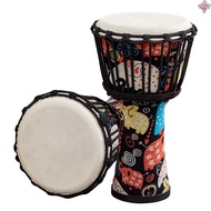 8 Inch Portable African Drum Djembe Hand Drum with Colorful Art Patterns Percussion Musical Instrume