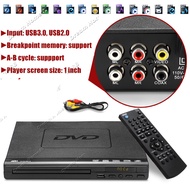 เครื่องเล่น DVD/VCD/CD/USB VCR พร้อมสาย HD และอินพุตไมโครโฟน 110-240V เครื่องเล่นแผ่นดีวีดี เครื่องเ