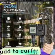 For Garden Irrigation Water Timer 2 Outlet Rechargeable Sprinkler Timer Brass Inlet Programmable for