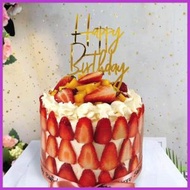 生日蛋糕插牌 Happy Birthday 金色無框