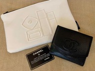 送化妝袋@@ Chanel 中古短銀包，Chanel preloved short wallet Freebies cosmetic pouch 不議價
