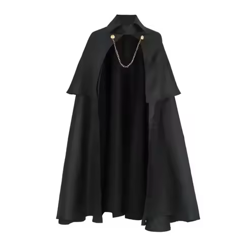 Inui Sajuna Cosplay Gothic Medieval Party Punk Robe Cloak with Chain Costume Military Black Knight V