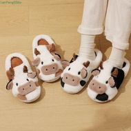 LANFENG 1 pair Cow Plush Slippers, Cow Plush Winter Fluffy Slippers, Thick Sole Slippers Warm Toe Wr
