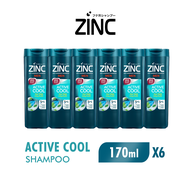 [Paket isi 6] ZINC Shampoo Men Active Cool Bottle 170ml