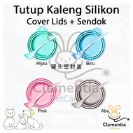 1 Set (CLOSE + SPOON) Silicone Can Lid for Cat and Dog Food / Can Lid Pet Food Cover
