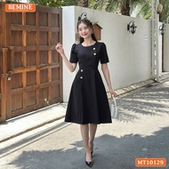 BEMINE design dress with round neck and A-line buttons, suitable for work-MT10129