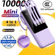 【3C certification】Power bank 100000mah original powerbank fast charging powerbank mini with 4 cable 