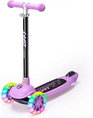 Kick Scooter for Ages 3-5, 3-Wheel Toddler Scooter with LED Light-Up Wheels, Adjustable Height, Purp