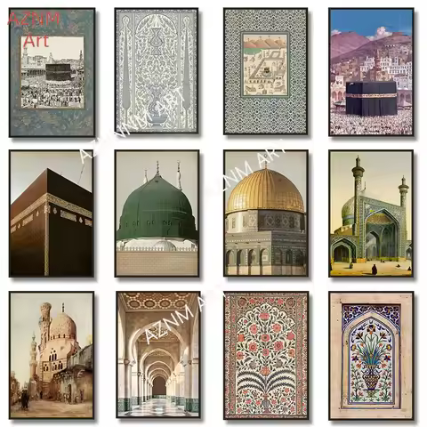 Masjid An-Nabawi Masjid Al Haram Masjid Al Aqsa Poster Canvas Painting Print Islamic Wall Art Muslim