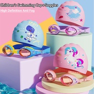 2pcs/set Kids Goggles For Swimming Stretchable Waterproof Cap Silicon Gaggles For Swimming