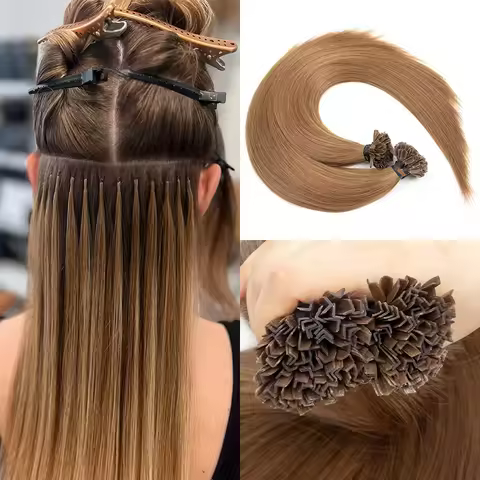 Wholesales K -Tip Hair Extensions Human Hair V tip keratin fusion hair extensions Natural Straight M