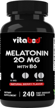 Melatonin 20mg - 240 Fast Dissolve Tablets - Drug Free - Natural Berry Flavor - Vegetarian, Non-GMO,