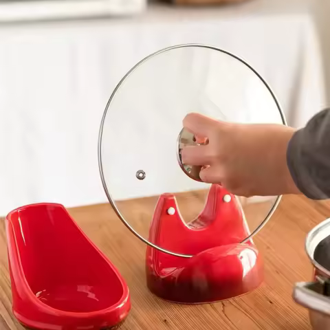 Cool Color LE CREUSET Pot Lid Ra Spoon Holder Kitchen Storage Cerc Stand Pot Holder No Drilling Requ