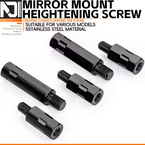 Longer Extension Black Motorcycle Rearview Mirror Adapters M8 8mm M10 10mm Anti clockwise Right Left