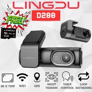 LINGDU D200 2K | 1440P Dashcam DVR Car Recorder | FREE SD Card | Front + Rear Cam | GPS