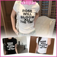 SKIMS Slim Fit Letter Print T-shirt - Casual Streetwear for Summer