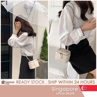 [SG SELLER] New Versatile Single Shoulder Lipstick Bag Chain Diamond Pattern Crossbody Bag