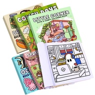 Coloring Book Stress Relief Cute Easy Drawing Doodle Art Marker Coloring Book Kids Adults填色本解压英文涂色治愈