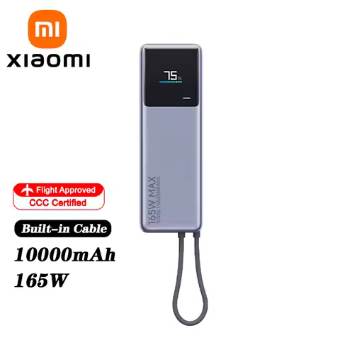 XIAOMI 165 W Power Bank 10000 mAh,Built‑in USB‑C Cable, Color Smart Display, Dual‑Port Fast Charge f
