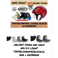HELMET VISOR ARC HALF AF6 3/4 LIGHT SMOKE / BLACK / RAINBOW / CHROME / CLEAR
