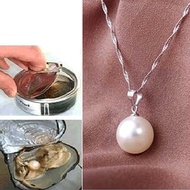 1 Set White Pearl Necklace Oyster Drop Pendant Silver Chain Jewelry Gift ☆YxcBest