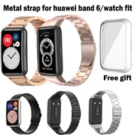 Metal Strap+case for Huawei band 6 stainless steel watch band for huawei watch fit metal strap for huawei band 6/watch fit