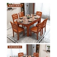 Marble Solid Wood Dining Tables and Chairs Set Modern Minimalist Retractable Square round Household Eating Table Small Apartment Dining Table