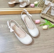 [FORM TO] Giày Búp Bê Nữ Giày Tiểu Thư Mũi Tròn Dáng Slingback 3P Hở Gót Quai Sau Thắt Nơ Thỏ Xinh X