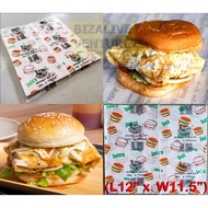 Burger Wrapper Paper (100pcs+-) | Burger Food Wrap | Sandwich Wrapper | Kertas Burger | Kertas Pembu