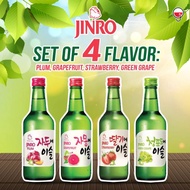 (SET OF 4) JINRO Soju 360ml - MIX AND MATCH (Strawberry + Grapefruit + Plum + Green Grape)