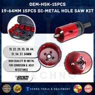 15PCS Bi-Metal Hole Saw Kit, 19mm-64mm High Speed Steel M42 Drill Hole Cutter
