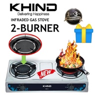 [3 YEARS WARRANTY] KHIND IGS1516 INFRARED DOUBLE BURNER / DAPUR GAS STOVE COOKER ****BUBBLE WRAP***