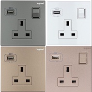 Legrand Galion single socket +Usb white &amp; coloured