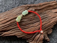 免費開光 天然緬甸玉翡翠 招財貔貅手鍊 雙貔貅 本命紅繩開運紅繩