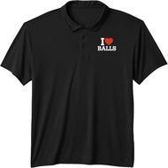 I Love Balls Funny Hetero Gay Men Lovers Ball Sports Performance Polo Shirt